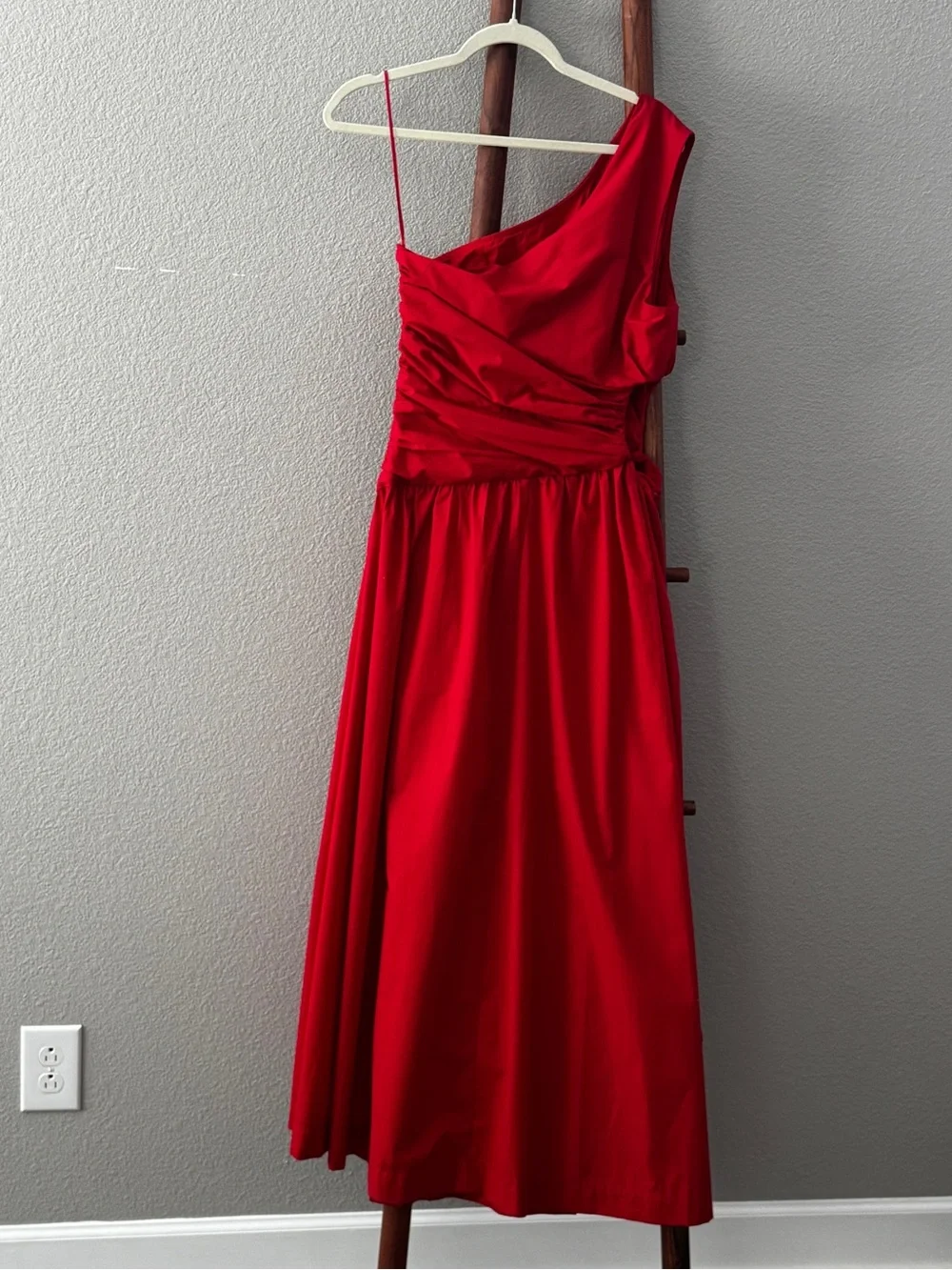 Abercrombie & Fitch Red One Shoulder Cutout Maxi Dress MP Medium Petite